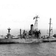 A rescue helicopter flies from the bow of USS Liberty after the attack by Israeli forces (US Navy)